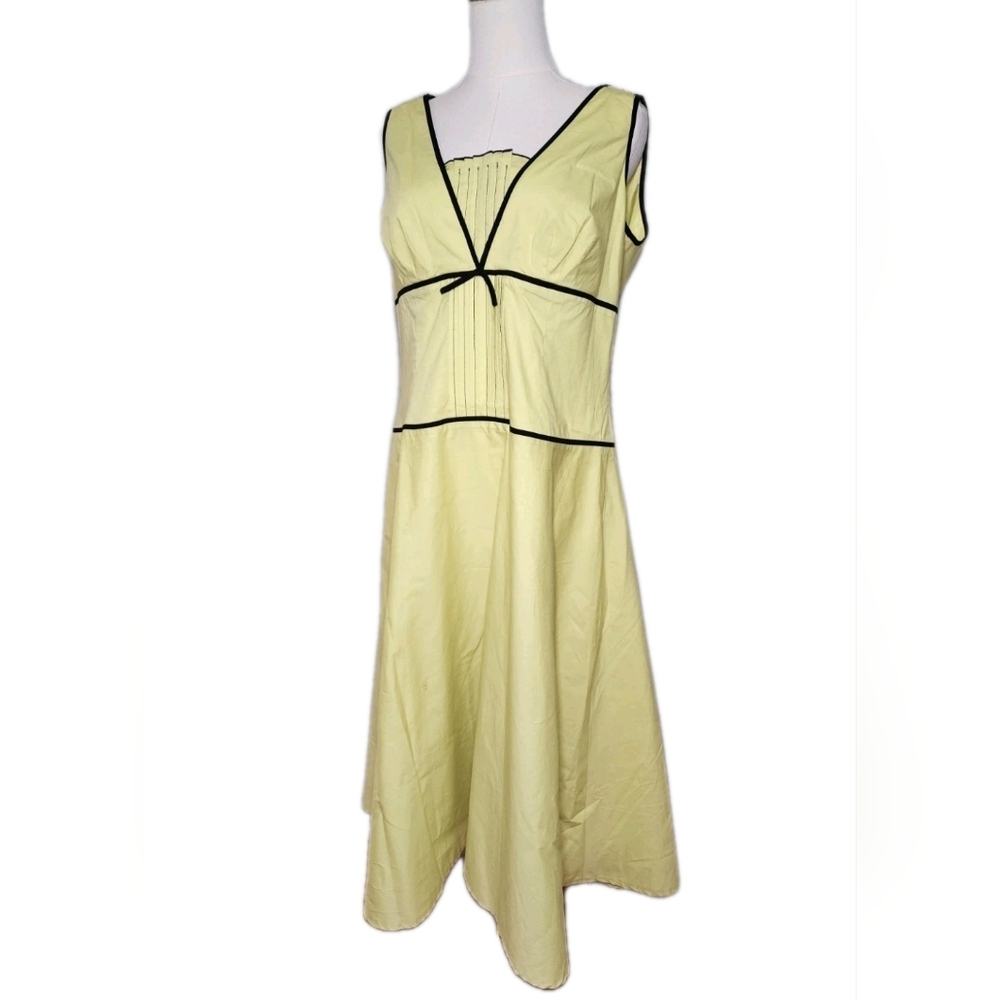 Liz Claiborne Vintage Lemon Midi Dress Ruffled Lined Size 14